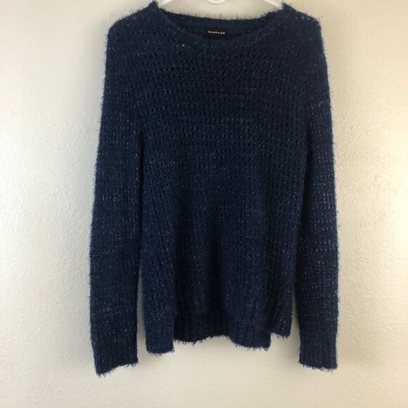 Rampage Long Sleeves Metallic Open Knit Sweater L - Picture 7 of 7
